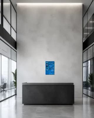 Blue Frame I— The Heist shown in Office Lobby