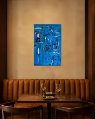 Blue Frame I— The Heist shown in Restaurant