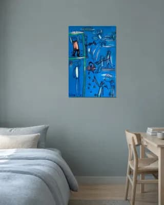 Blue Frame I— The Heist shown in Bedroom / Study