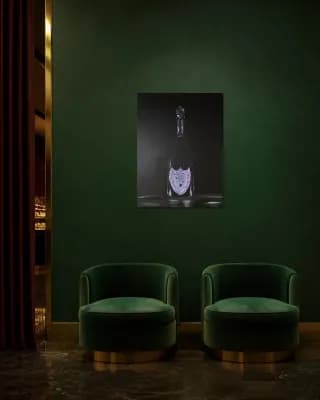 Dom Pérognon Rosé Vintage 2003 shown in Hotel Lounge