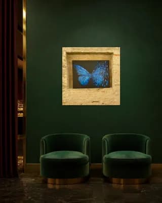 Matrix of the Night: Electric Blue shown in Hotel Lounge