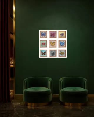 Nine Butterflies shown in Hotel Lounge