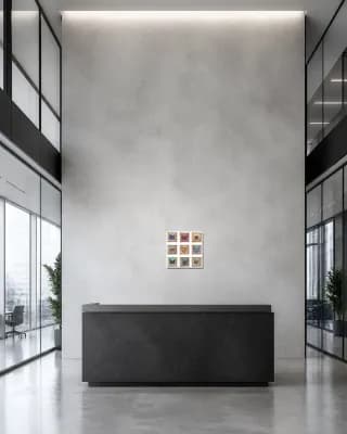 Nine Butterflies shown in Office Lobby