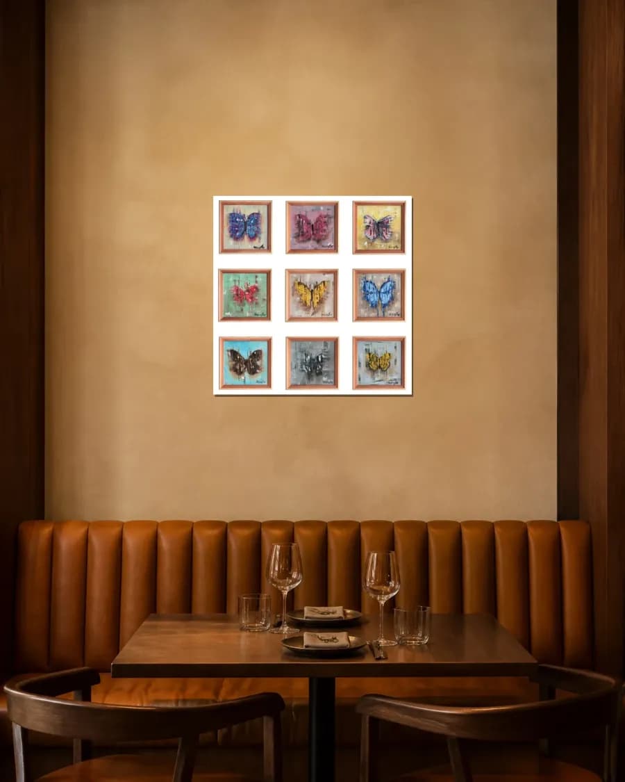 Nine Butterflies shown in an interior