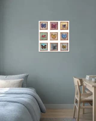 Nine Butterflies shown in Bedroom / Study