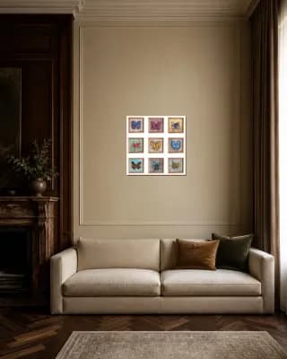 Nine Butterflies shown in Classic Living Room