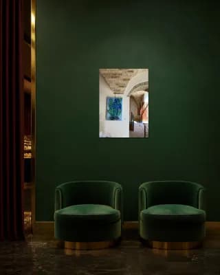 Sapphire Whisper: The Blue Iris shown in Hotel Lounge